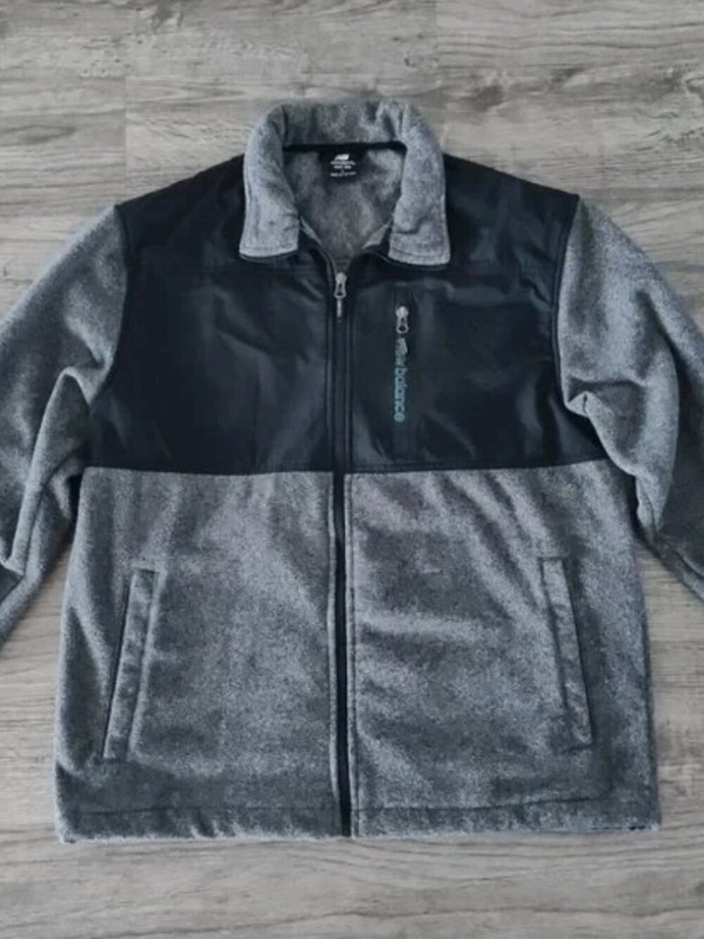 New Balance Fleece Full Zip Hoodie Jacket - Black & Grey - Mens Large - L